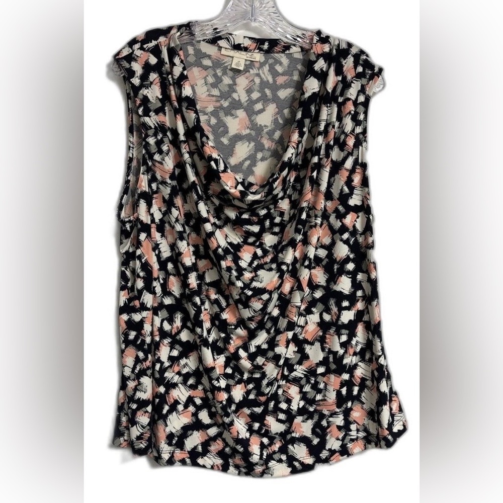 Emaline Brushstroke Waterfall Neck Modern Vibrant Artistic Tank Women's 2X